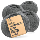 Alpawool® Baby 400 Lace NFA12 - 4x50g laine d'alpaga gris foncé