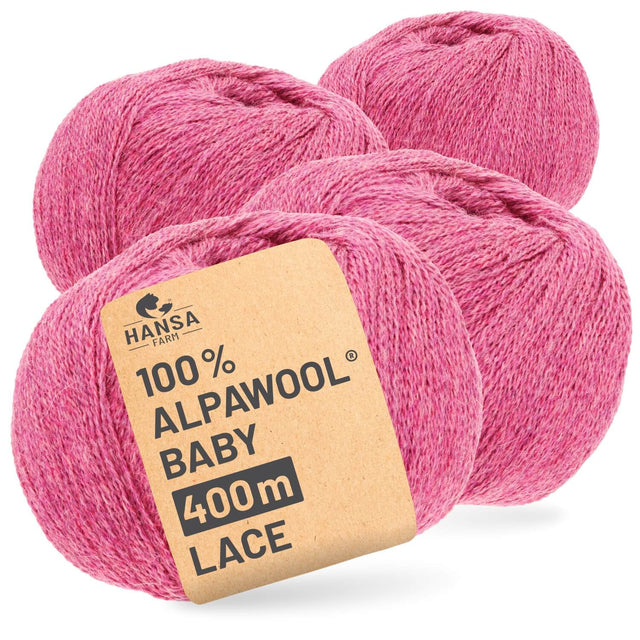 Alpawool® Baby 400 Lace HF191 - 4x50g Alpaca Wool Raspberry Cream Melange