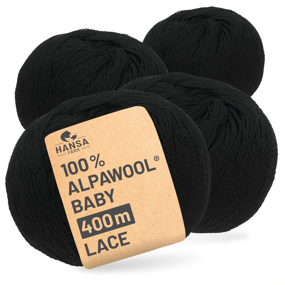 Alpawool® Baby 400 Lace NFA15 - 4x50g Alpaca Wool Black