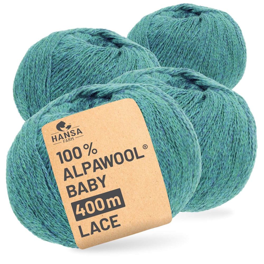 Alpawool® Baby 400 Lace HF266 - 4x50g Alpaca Wool Blue-Green Melange