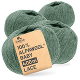Alpawool® Baby 400 Lace HF275 - 4x50g laine d'alpaga mélange émeraude
