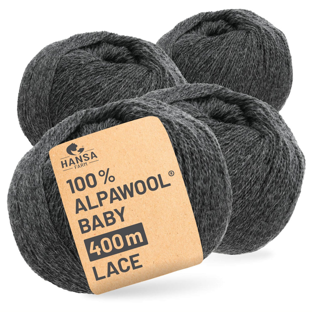 Alpawool® Baby 400 Lace NFA14 - 4x50g Alpaca Wool Anthracite