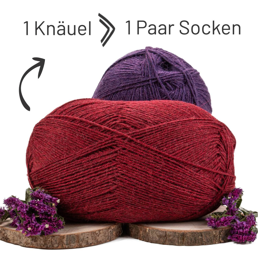 alpacare® Baby Socks waschbar HF179 - 2x112g Alpakawolle Weinrot Melange