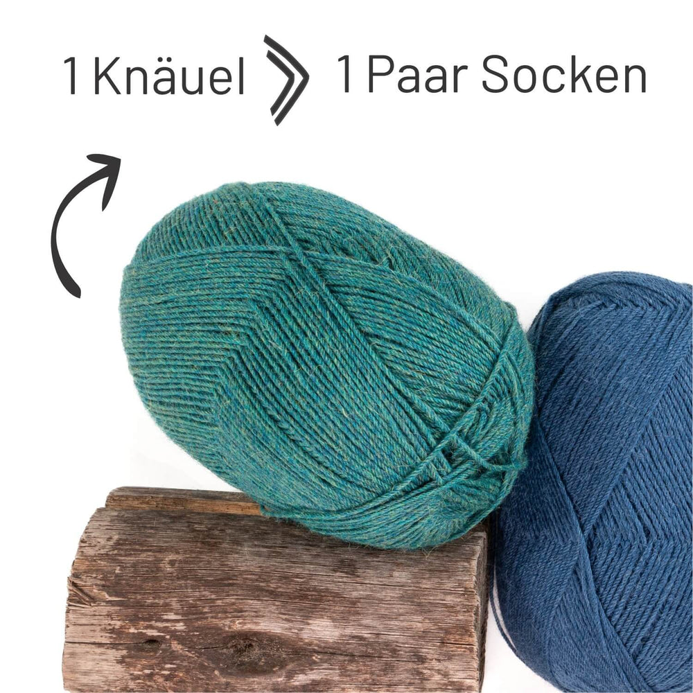 alpacare® Baby Socks waschbar HF266 - 2x112g Alpakawolle Blau-Gruen Melange