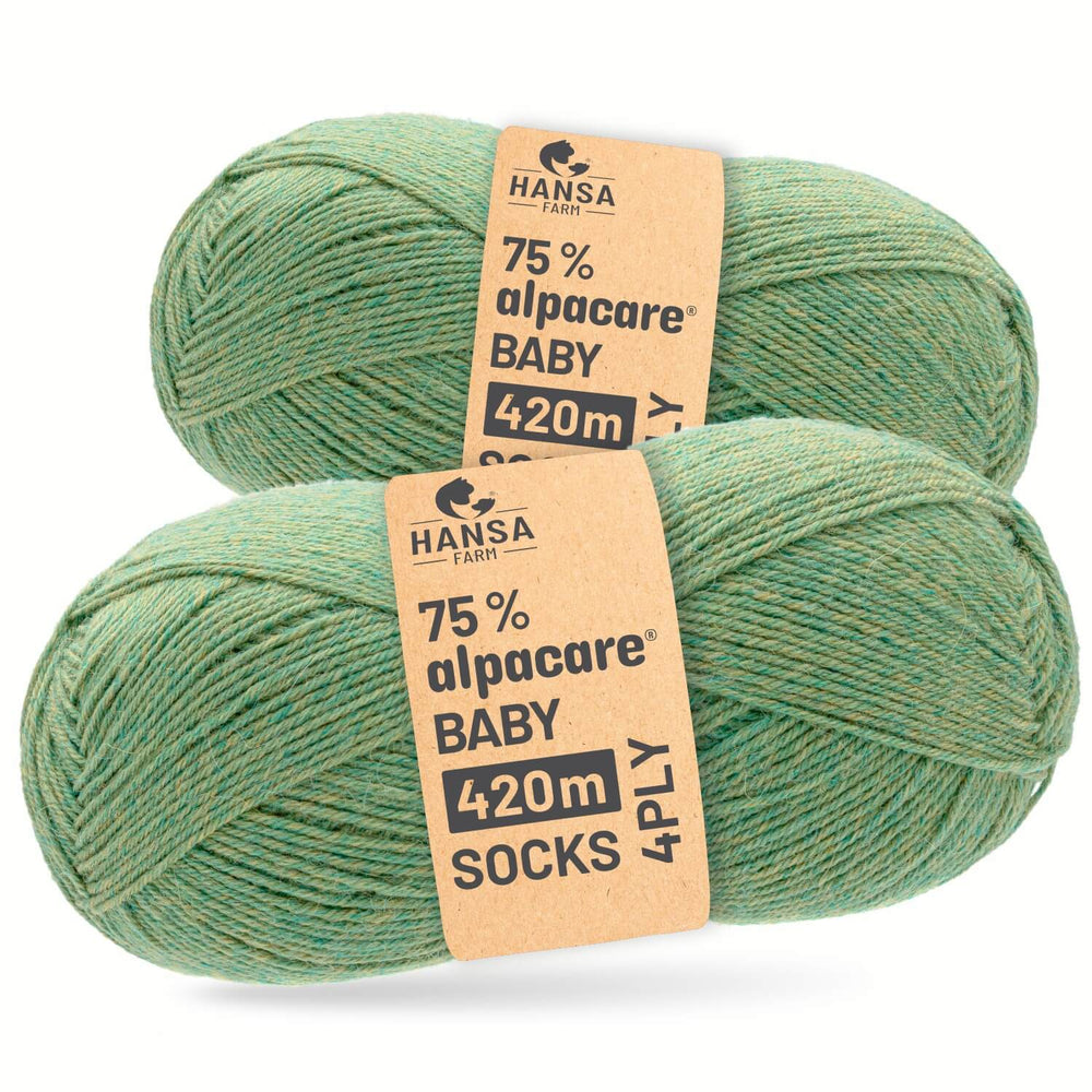 alpacare® Baby Socks waschbar HF283 - 2x112g Alpakawolle Lindenblüte Melange
