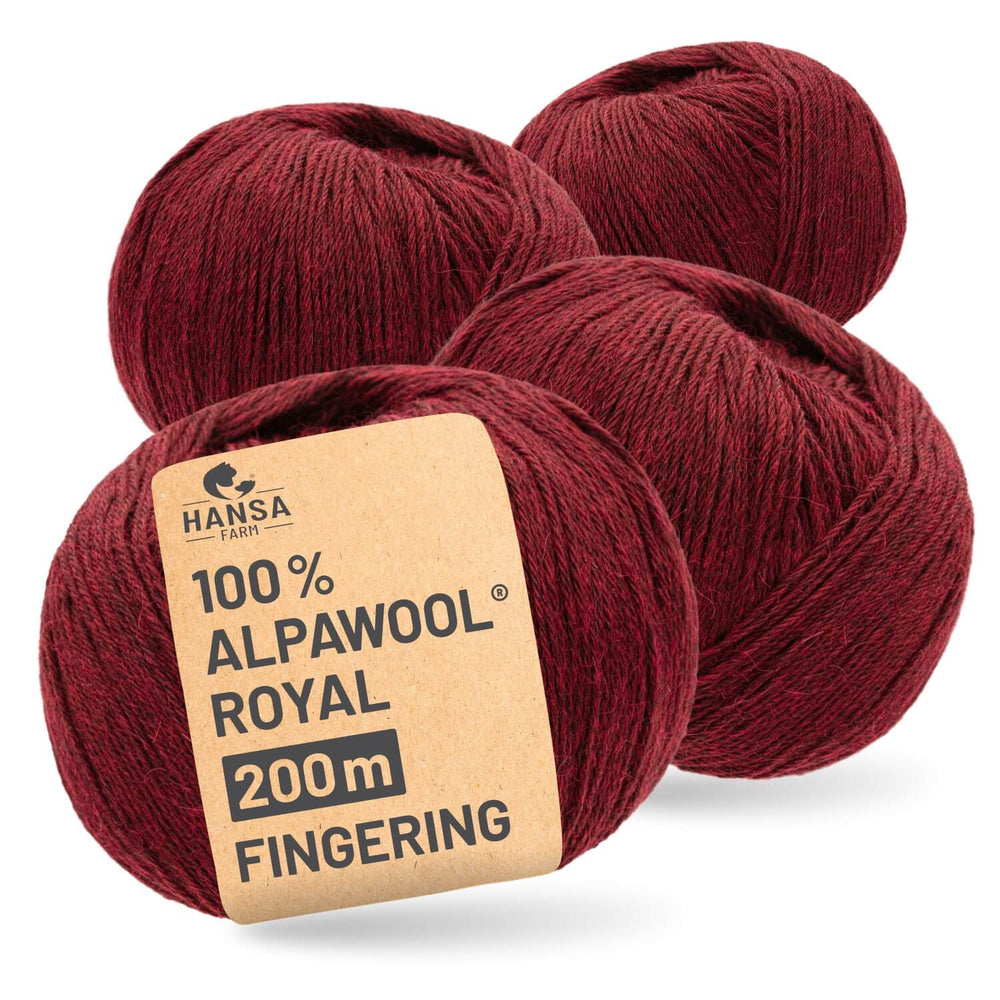 Alpawool® Royal 200 Fingering HF179 - 4x50g Alpakawolle Weinrot Melange