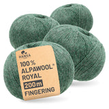 Alpawool® Royal 200 Fingering HF275 - 4x50g Alpakawolle Smaragd Melange