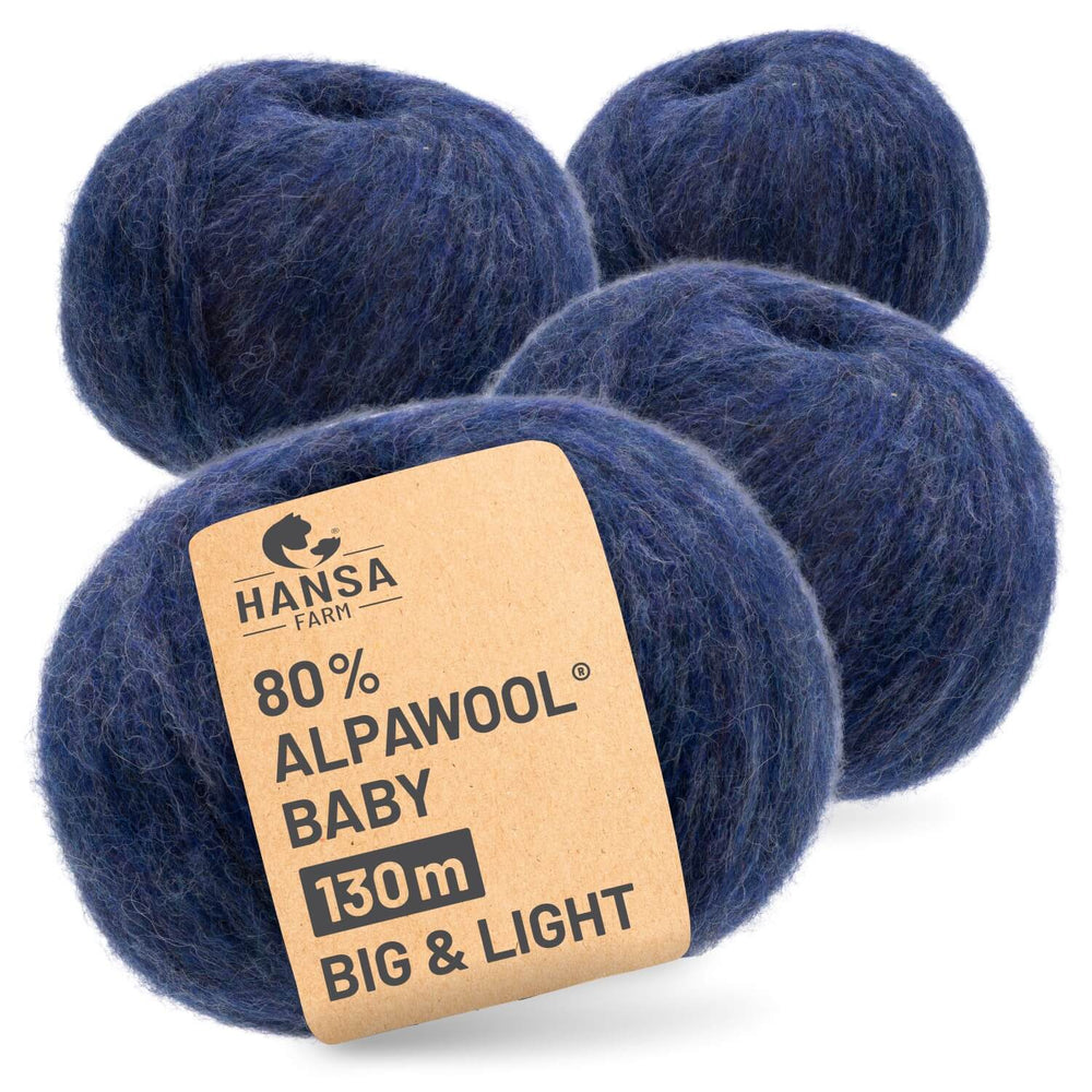 Alpawool® Baby 130 BIG & LIGHT HF236 - 4x50g Alpakawolle Dunkelblau Melange