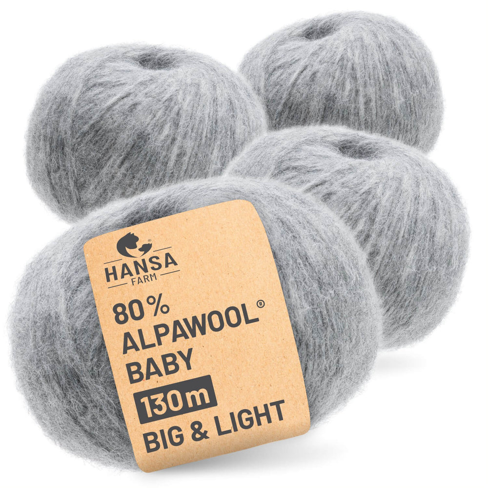 Alpawool® Baby 130 BIG & LIGHT NFA10 - 4x50g Alpakawolle Hellgrau