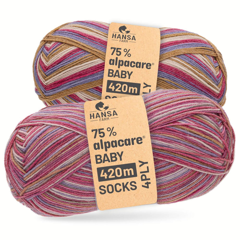 alpacare® Baby Socks waschbar Story Set - 2x112g Alpakawolle Corn Shades