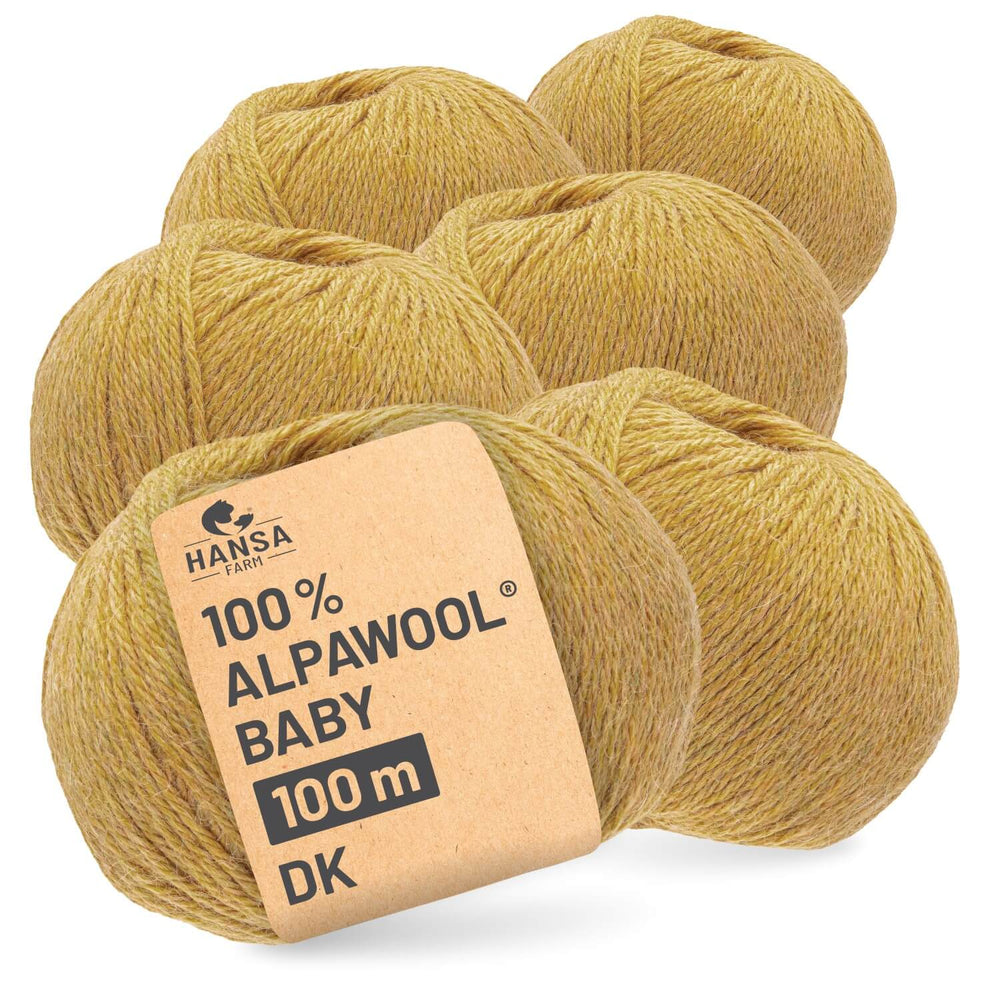 Alpawool® Baby 100 DK HF134 - 6x50g Alpakawolle Zucker Gelb Melange