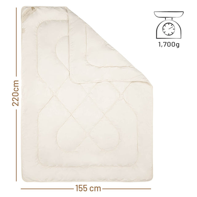 ALPAWOOL® Herbst Winter warme Bio-Bettdecke 155 x 220 cm 1.700 g Premium Alpaka Vers. 2.0