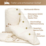 ALPAWOOL® warme Ganzjahr Bio-Bettdecke 160 x 210 cm 1.700 g Premium Alpaka Vers. 2.0