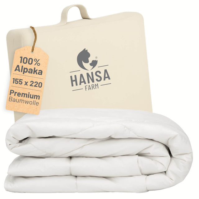 ALPAWOOL® Herbst Winter warme Bettdecke 155 x 220 cm 1.700 g Premium Alpaka Vers. 2.0