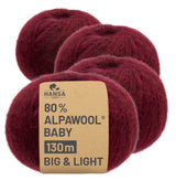 Alpawool® Baby 130 BIG & LIGHT HF179 - 4x50g Alpakawolle Weinrot Melange