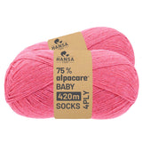 alpacare® Baby Socks waschbar HF191 - 2x112g Alpakawolle Himbeersahne Melange