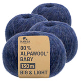 Alpawool® Baby 130 BIG & LIGHT HF236 - 4x50g Alpakawolle Dunkelblau Melange