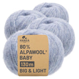 Alpawool® Baby 130 BIG & LIGHT HF241 - 4x50g Alpakawolle Gletscher Melange