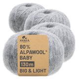 Alpawool® Baby 130 BIG & LIGHT NFA10 - 4x50g Alpakawolle Hellgrau