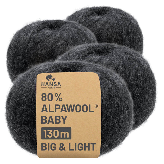 Alpawool® Baby 130 BIG & LIGHT NFA14 - 4x50g Alpakawolle Anthrazit