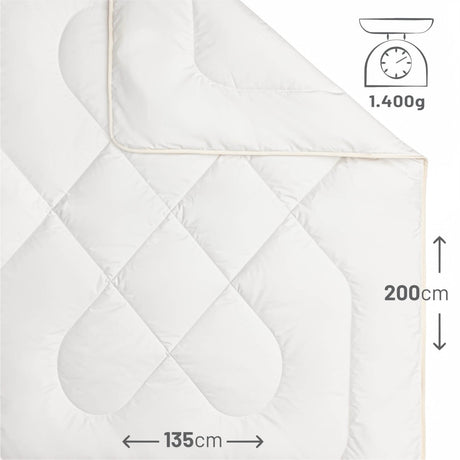 ALPAWOOL® Herbst Winter warme Bettdecke 135 x 200 cm 1.400 g Premium Alpaka Vers. 2.0