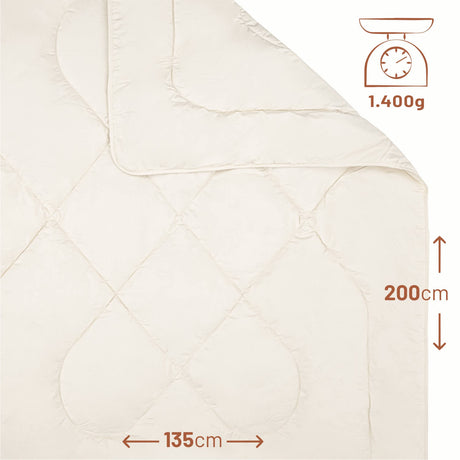 ALPAWOOL® Herbst Winter warme Bio-Bettdecke 135 x 200 cm 1.400 g Premium Alpaka Vers. 2.0