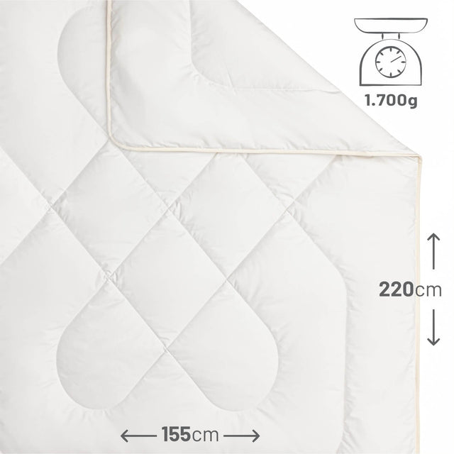 ALPAWOOL® Herbst Winter warme Bettdecke 155 x 220 cm 1.700 g Premium Alpaka Vers. 2.0