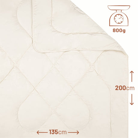 ALPAWOOL® Sommer Bio-Bettdecke 135 x 200 cm mit 800 g Premium Alpaka Vers. 2.0