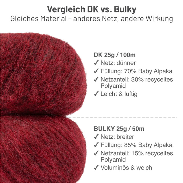 Alpawool® Baby 100 Light HF179 - 6er Set Alpakawolle Weinrot Melange