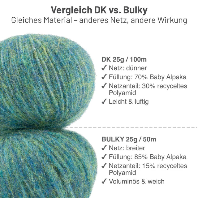 Alpawool® Baby 100 Light HF266 - 6er Set Alpakawolle Blau-Gruen Melange