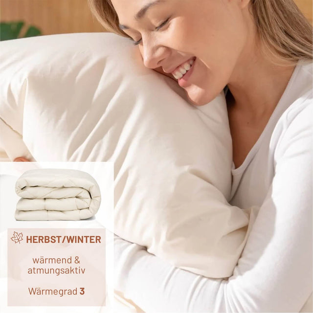 ALPAWOOL® Herbst Winter warme Bio-Bettdecke 140 x 200 cm 1.400 g Premium Alpaka Vers. 2.0