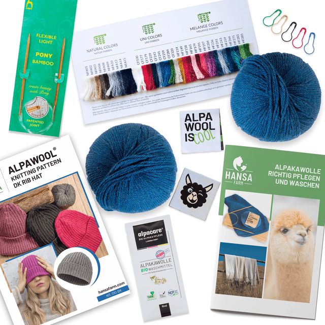 ALPAWOOL® Baby 100 Strick-Set Mütze Deep Ocean Melange HF259