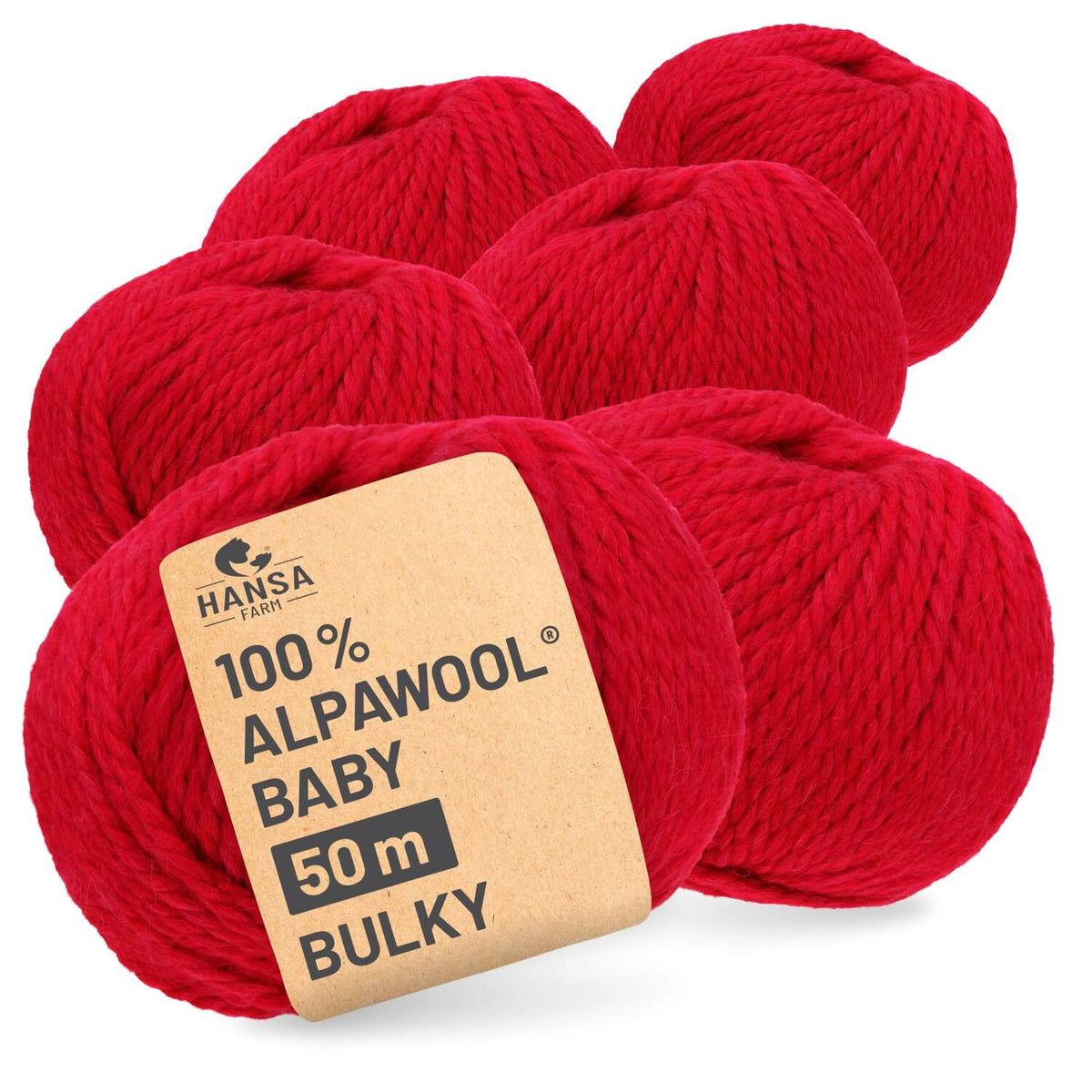Alpawool® Baby 50 Bulky CF177 - 6x50g Alpakawolle Rot – Hansa-Farm