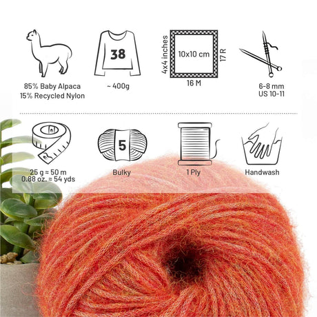 Alpawool® Baby 50 Light HF149 - 6er Set Alpakawolle Orange Melange