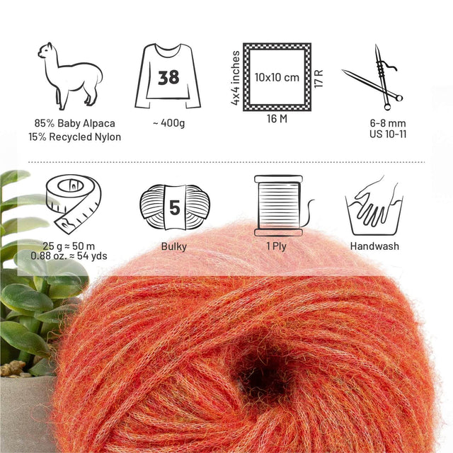 Alpawool® Baby 50 Light HF149 - 6er Set Alpakawolle Orange Melange