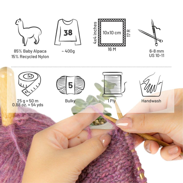 Alpawool® Baby 50 Light HF197 - 6er Set Alpakawolle Beere Melange