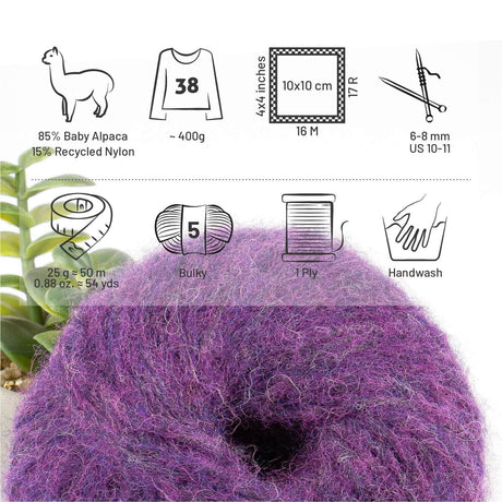 Alpawool® Baby 50 Light HF204 - 6er Set Alpakawolle Lila Melange