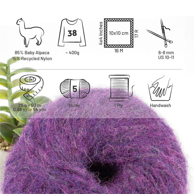 Alpawool® Baby 50 Light HF204 - 6er Set Alpakawolle Lila Melange