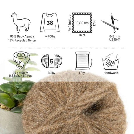 Alpawool® Baby 50 Light NFA06 - 6er Set Alpakawolle Braun