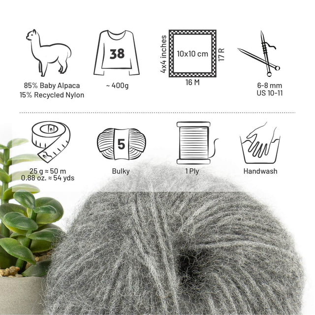 Alpawool® Baby 50 Light NFA12 - 6er Set Alpakawolle Dunkelgrau