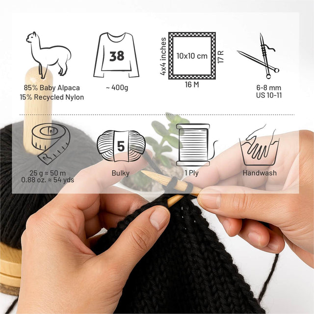 Alpawool® Baby 50 Light NFA15 - 6er Set Alpakawolle Schwarz