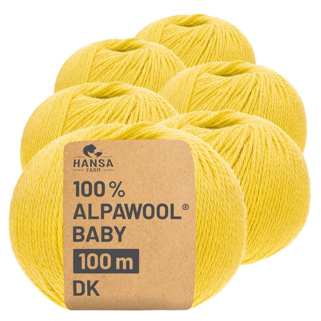 Alpawool® Baby 100 DK CF123 - 6x50g Alpakawolle Lemon Lolly