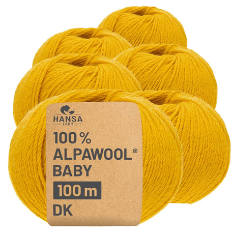 Alpawool® Baby 100 DK CF125 - 6x50g Laine d'alpaga Verge d'or