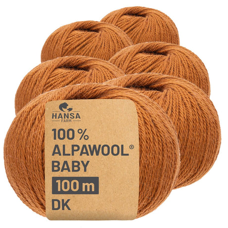 Alpawool® Baby 100 DK CF137 - 6x50g Laine d'alpaga Cuivre Argile