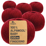 Alpawool® Baby 200 Fingering CF179 - 6x50g Alpakawolle Weinrot