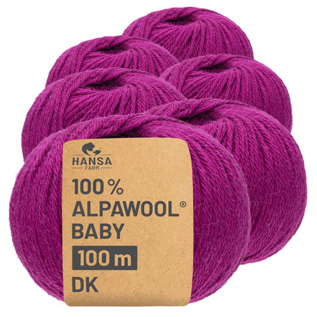 Alpawool® Baby 100 DK CF196 - 6x50g Laine d'alpaga Cherry Kiss