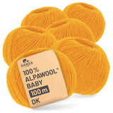 Alpawool® Baby 100 DK CF202 - 6x50g Alpakawolle Golden Saffron