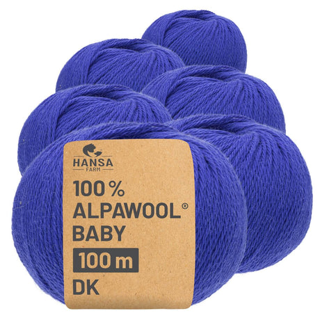 Alpawool® Baby 100 DK CF223 - 6x50g Laine d'alpaga Bleu intense