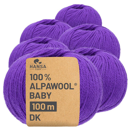 Alpawool® Baby 100 DK CF226 - 6x50g Laine d'alpaga Sucre Violet