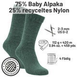alpacare® Baby Socks waschbar HF275 - 2x112g Alpakawolle Smaragd Melange